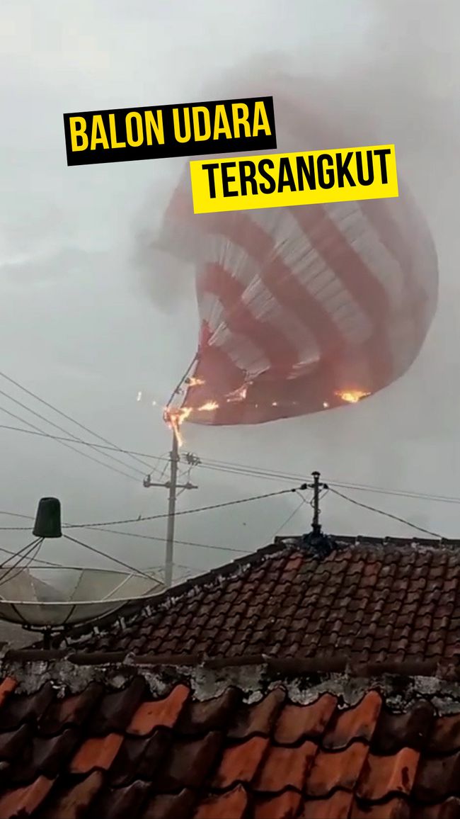 Detik-Detik Balon Udara Tersangkut, Warga Panik!