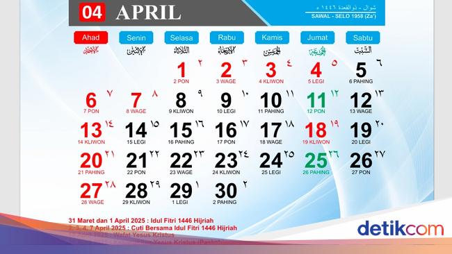 Libur Nasional April 2025: Tanggal Merah & Kalender
